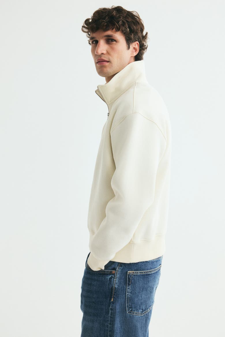 Relaxed-Fit Half-Zip Sweatshirt, Alternate, color, Cream