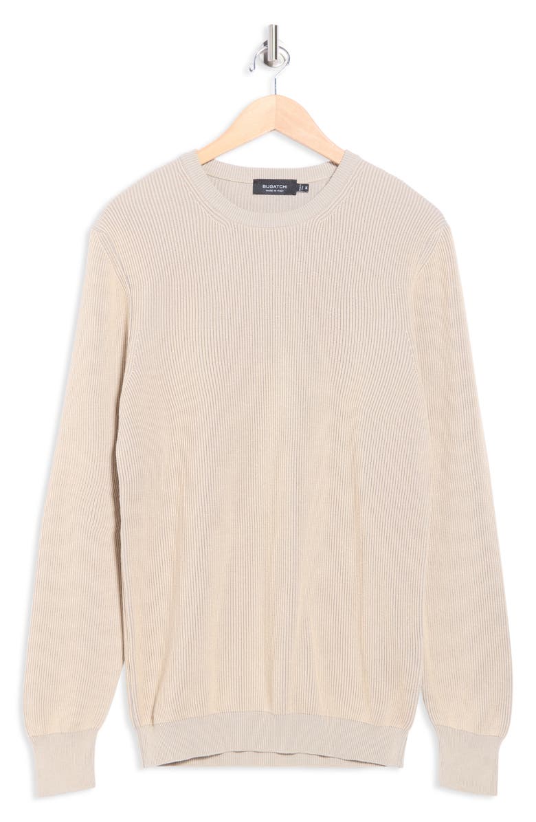 Bugatchi Cotton Rib Sweater, Alternate, color, Sand