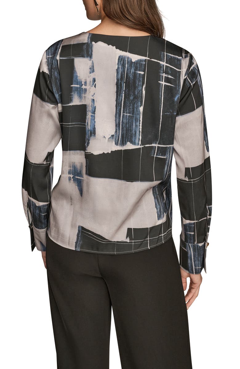 Donna Karan New York Print Faux Wrap Top, Alternate, color, Vapor Multi