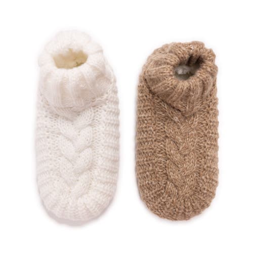 Muk Luks 2 Pair Pack Cuffed Sweater Knit Ballerinas In Nude