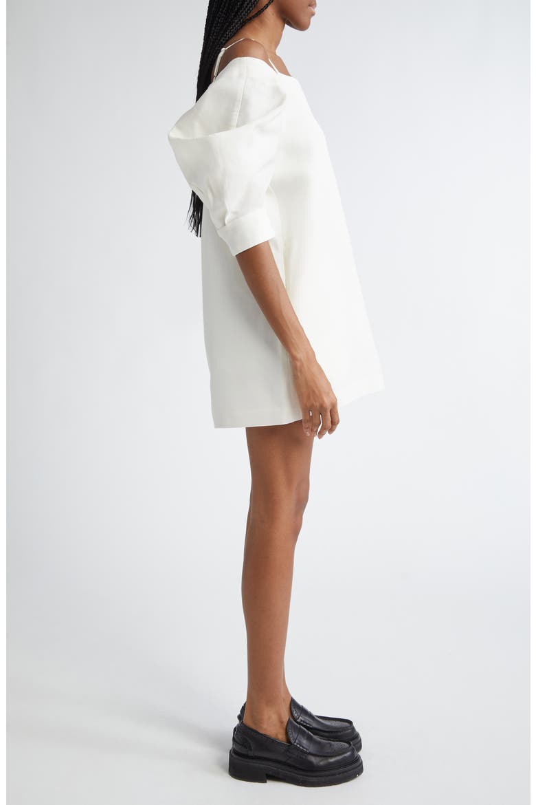 off white bell sleeve cold shoulder tunic dress Off-Shoulder Bell Sleeve Dress With A Train #1202