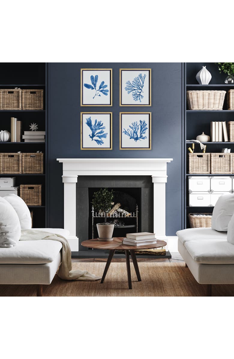 Napa Home & Garden Indigo Seaweed Prints St/4, Alternate, color, Blue