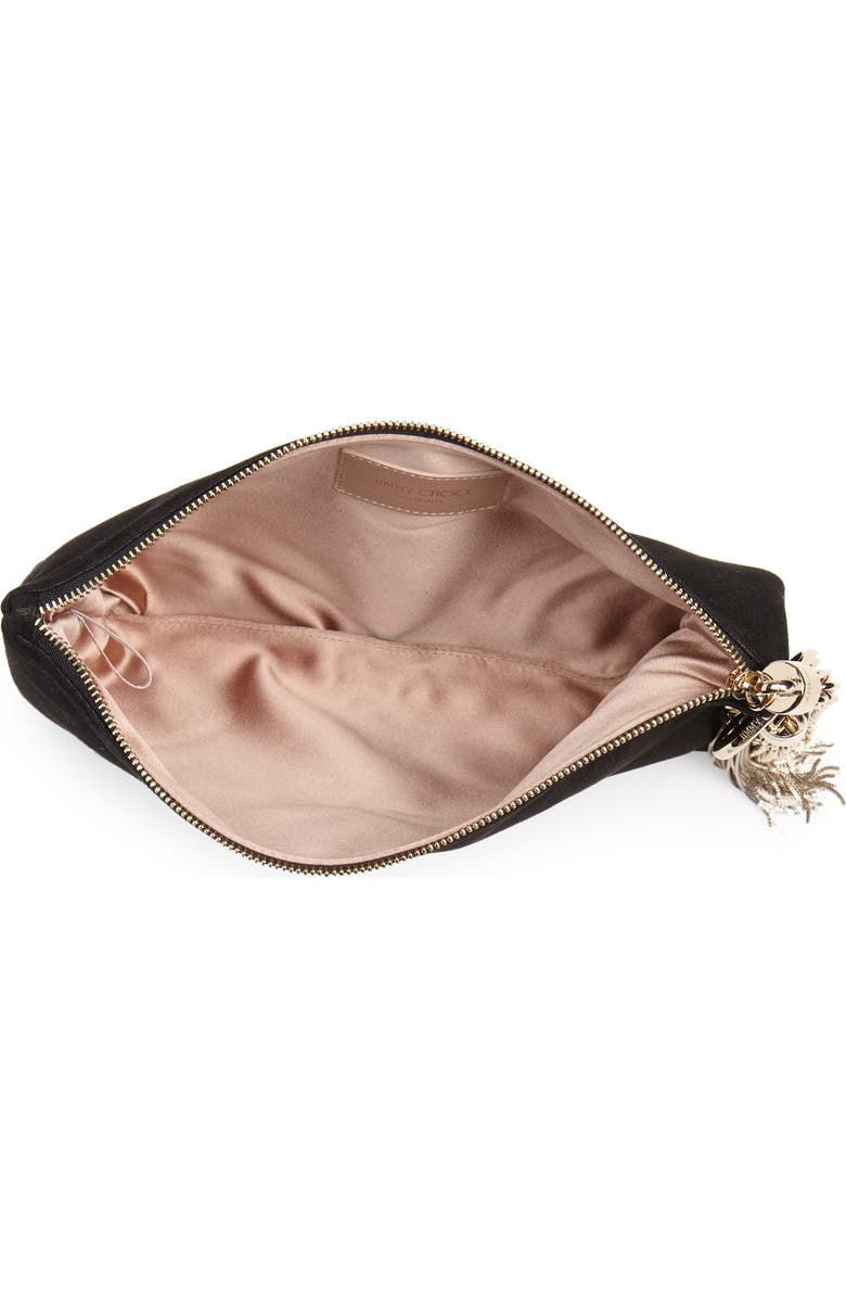 Jimmy Choo Callie Shimmer Suede Clutch, Alternate, color,