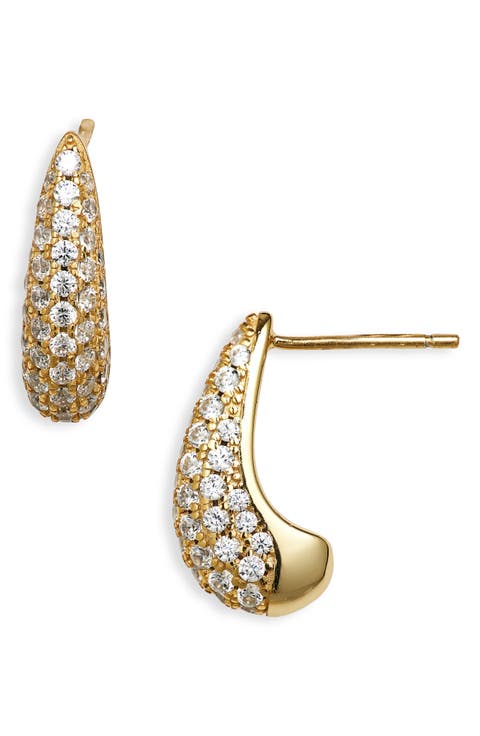 Pavé Crystal Domed Teardrop Earrings