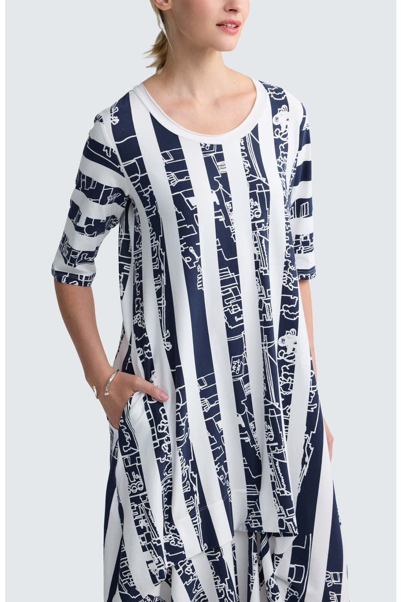 Amethyst Striped Jersey Dress, Alternate, color, Navy