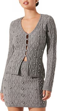 ASTR the Label Argyle Pom Cardigan