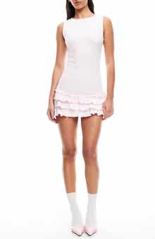 LIONESS Bisous Ruffle Hem Minidress
