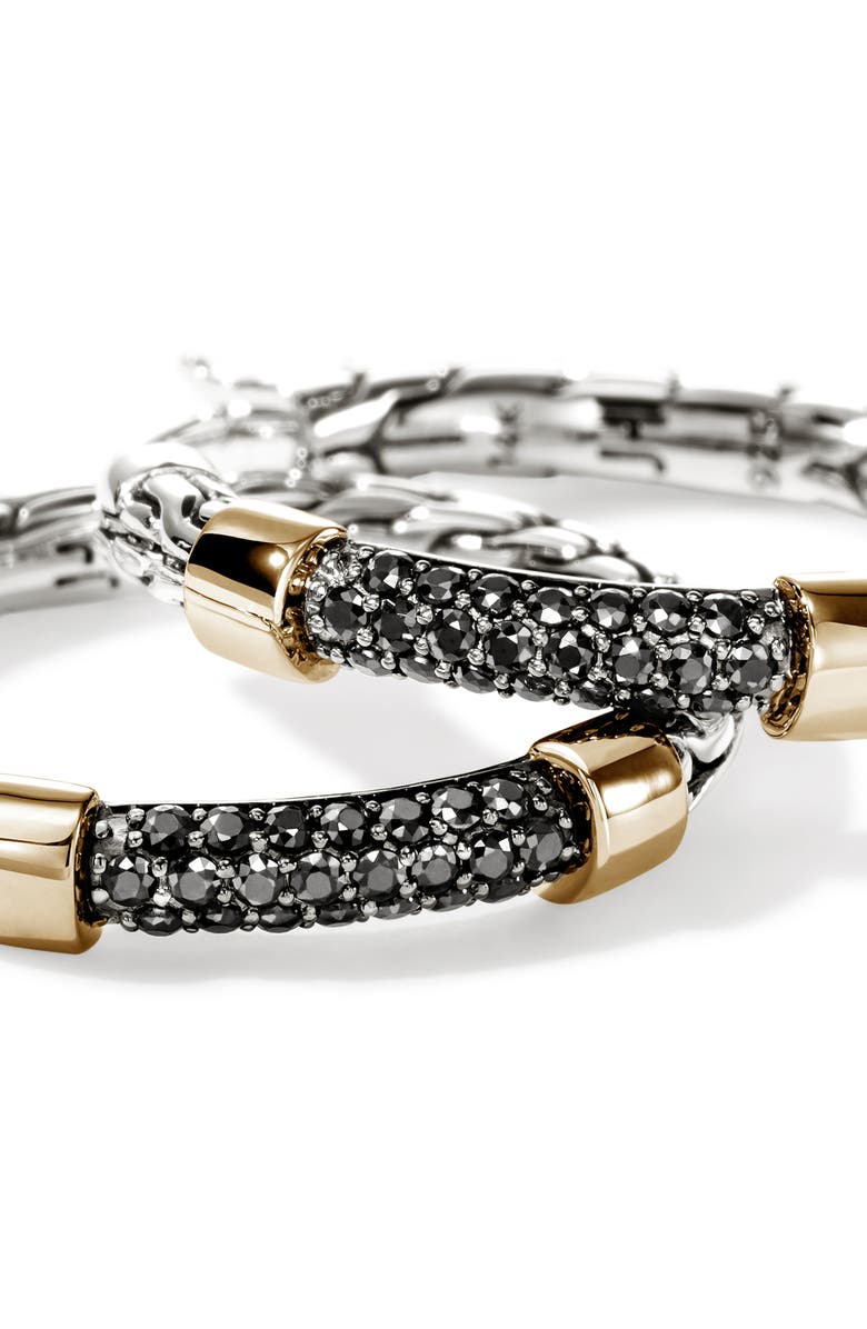 John Hardy JH Essentials Pavé Hoop Earrings, Alternate, color, Silver/ Gold/ Black Sapphire