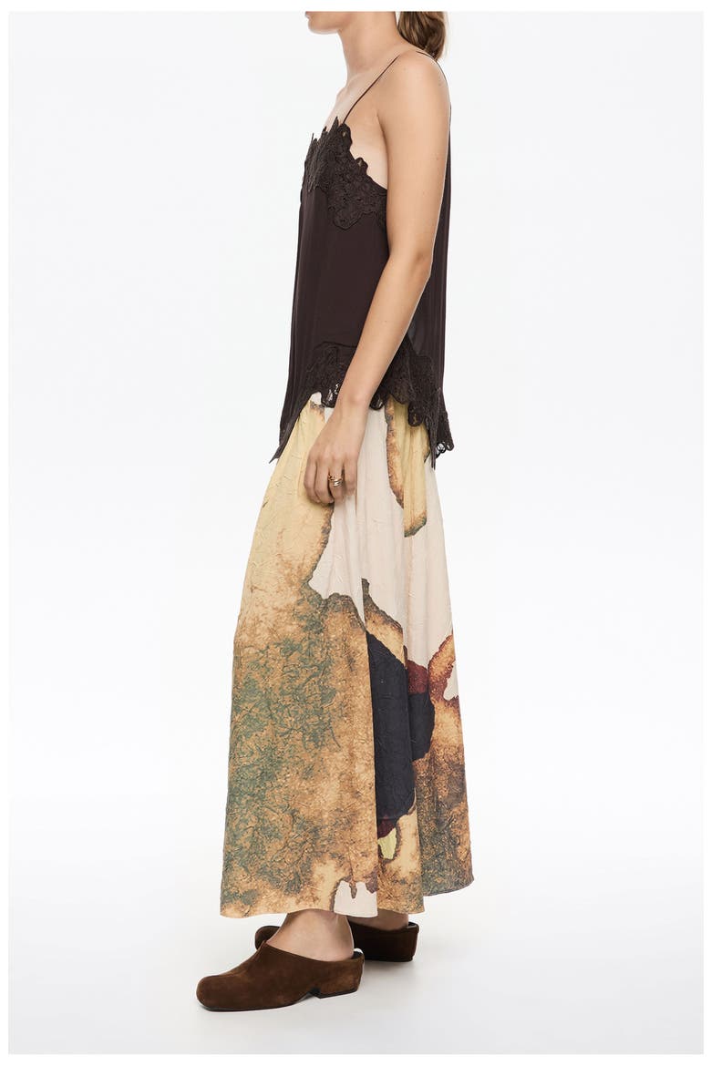 Pleated A-Line Midi Skirt, Alternate, color, ABSTRACT LIGHT YELLOW