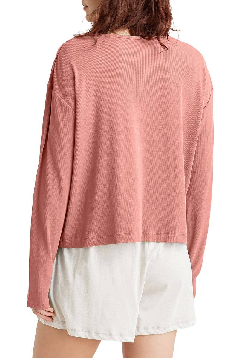 Papinelle Luxe Rib Long Sleeve Pajama Shirt, Alternate, color, Soft Cinnamon