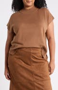 MAX STUDIO Mock Neck Short Sleeve Sweater