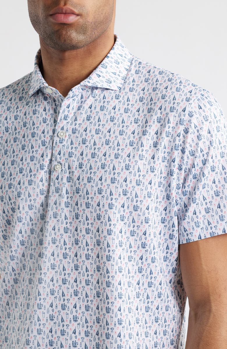 johnnie-O Manhatty Libations Print PREP-FORMANCE Golf Polo, Alternate, color, White