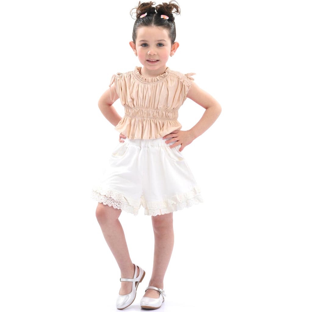 Mimi Tutu Beige Ruffle Bow Outfit Set In Neutral