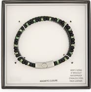 NORDSTROM RACK Men's Faux Leather & Beaded Double Strand Bracelet