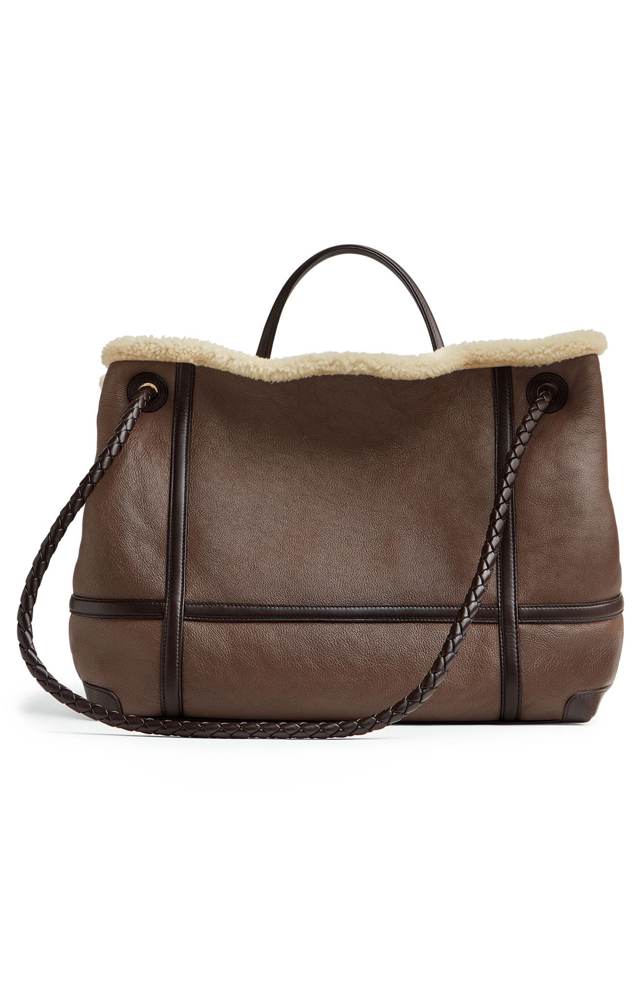 Bottega Veneta Large Andiamo Genuine Shearling Tote, Alternate, color, 