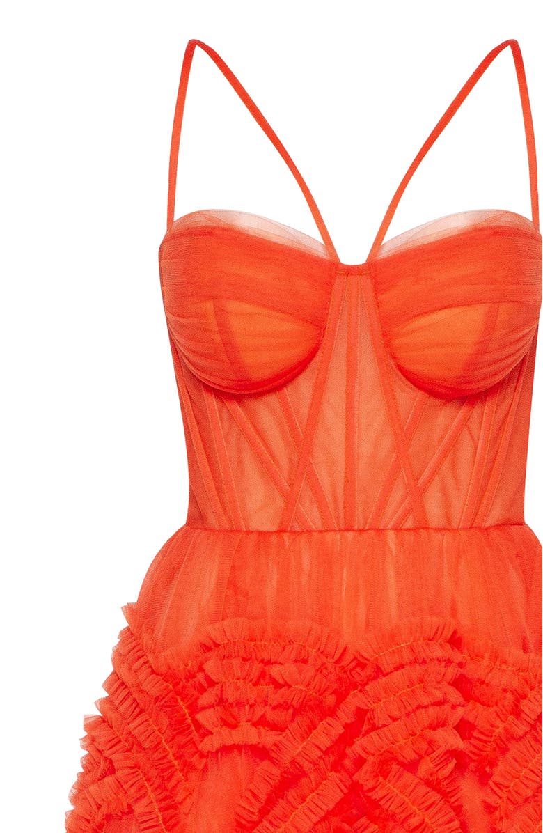 Milla Tangerine Tulle Ornament Maxi Dress, Alternate, color, 