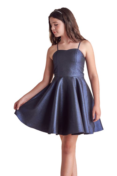 Un Deux Trois Kids' Fit & Flare Dress In Navy