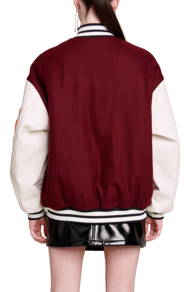 maje Belove Wool Blend Letterman Jacket, Alternate, color,