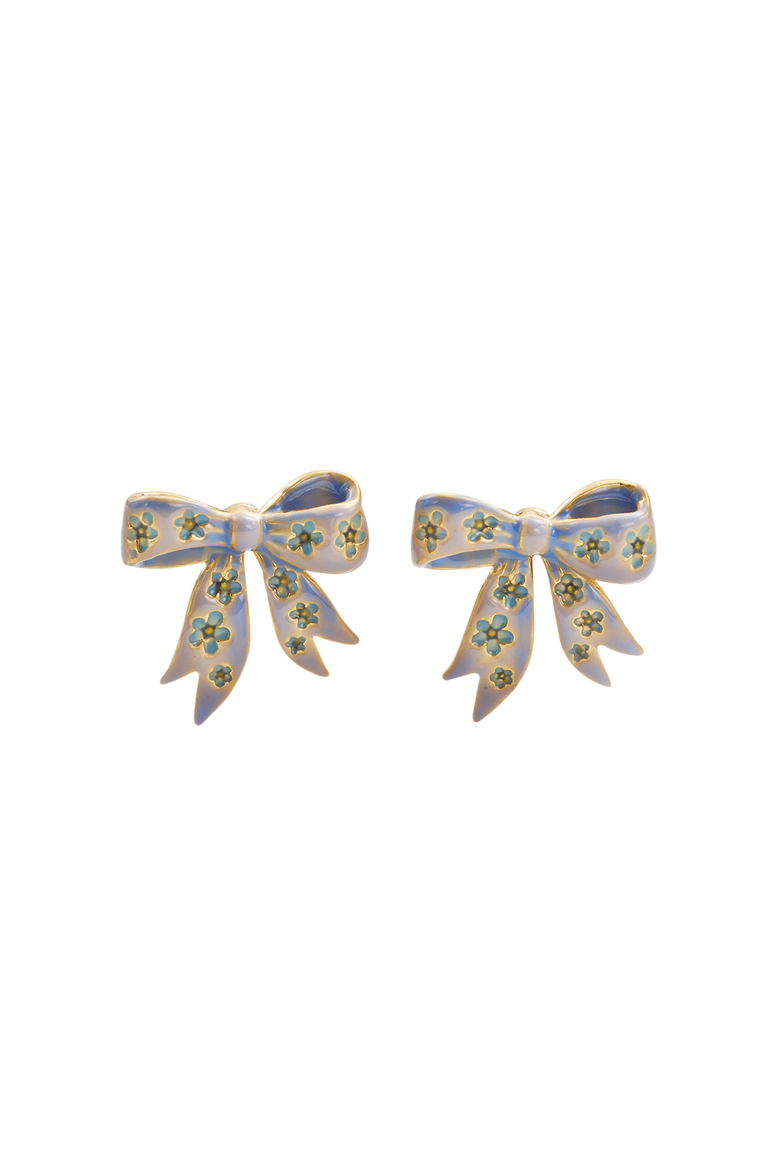 Forget Me Not Bow Stud Earrings, Main, color, Gold