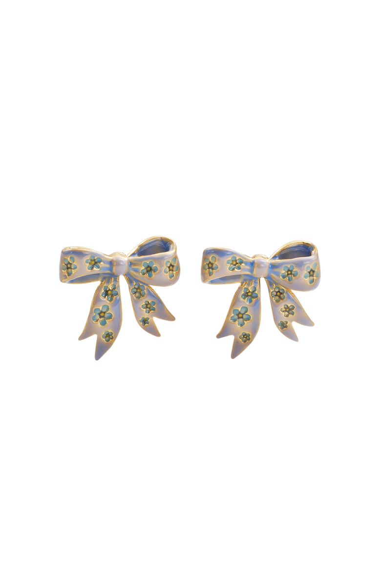 Fable England Forget Me Not Bow Stud Earrings, Main, color, Gold