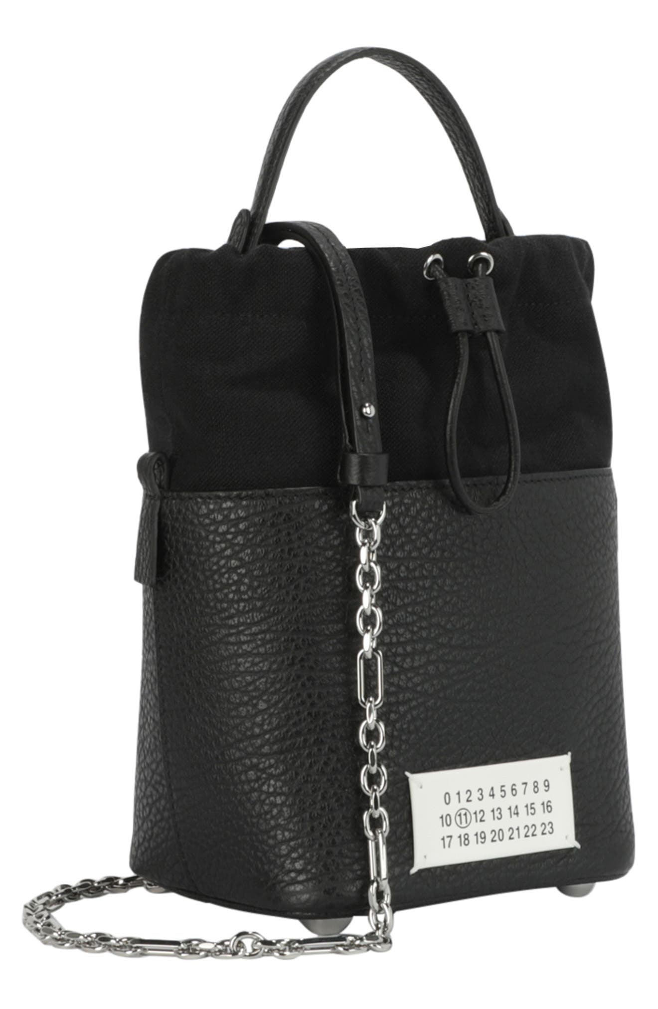 Maison Margiela Micro 5AC Leather Bucket Bag, Alternate, color, Black