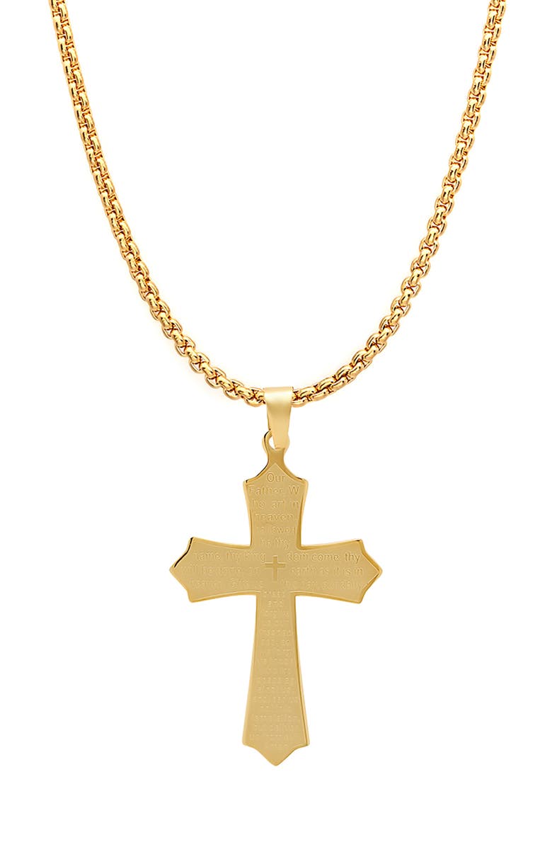 STEELTIME Men's Our Father Cross Pendant Necklace, Main, color, 