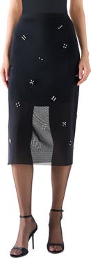 Akris punto Diamond Dice Mesh Pencil Skirt