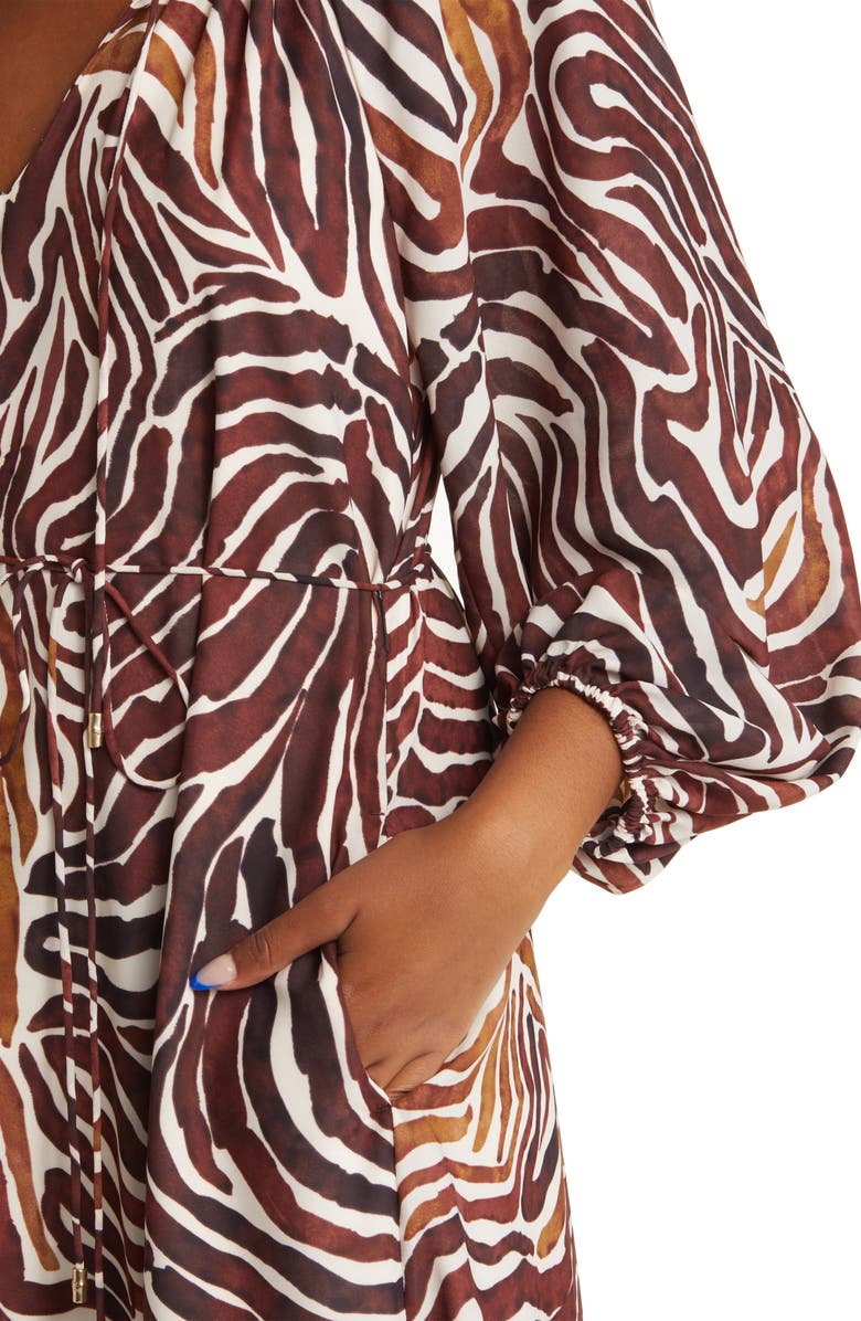 Tommy Bahama Zen Zebra Long Sleeve Midi Dress, Alternate, color, 