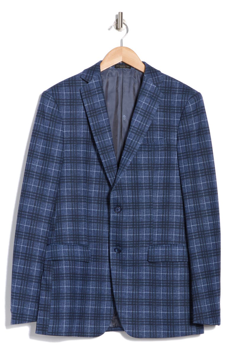 John Varvatos Star USA Plaid Wool Sport Coat, Alternate, color, Blue