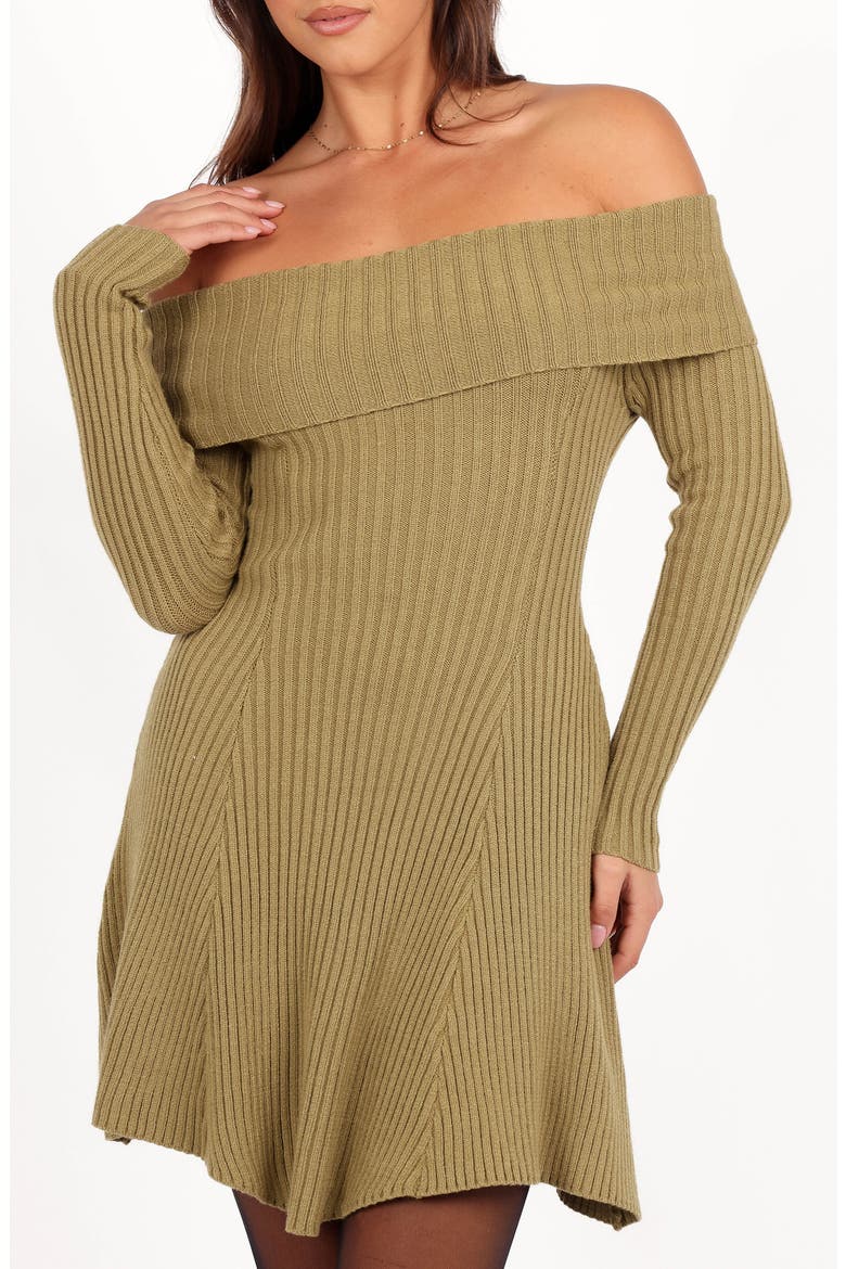 Francisco Off the Shoulder Long Sleeve Sweater Dress, Alternate, color, OLIVE