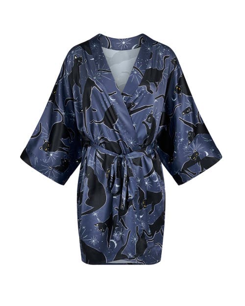 Adore Me Izabella Kimono Robe In Convo Blue