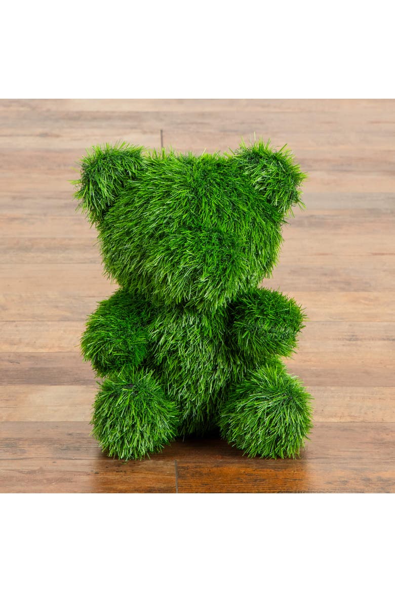14-in UV Resistant Artificial Grass Garden Plush Topiary Bear, Alternate, color, Green