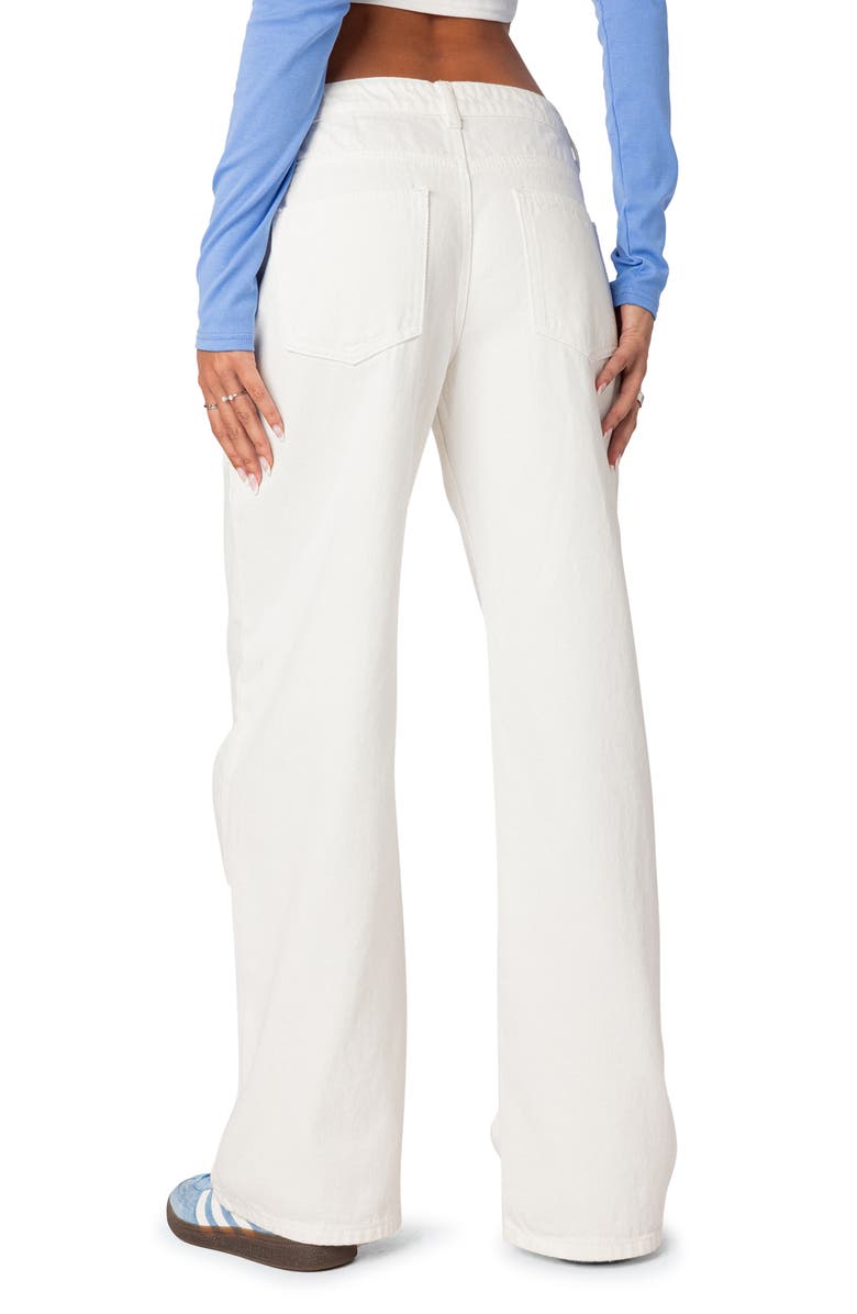 EDIKTED Roman Slouchy Low Rise Wide Leg Jeans, Alternate, color, White