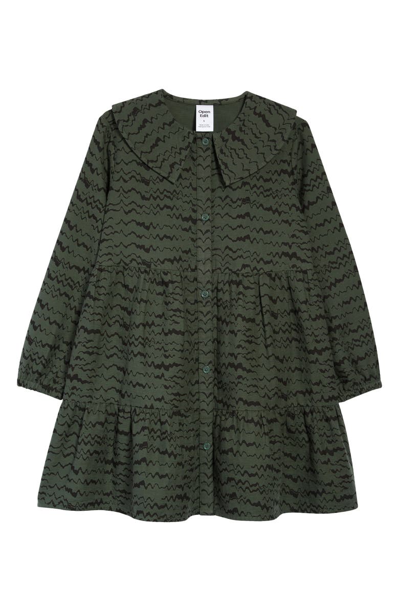 Open Edit Kids' Print Wide Collar Organic Cotton Dress, Main, color, 