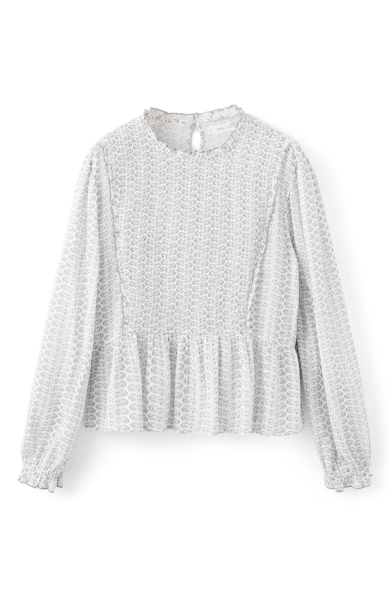 MANGO TEEN Ruched Paisley Print Peplum Top, Alternate, color, 