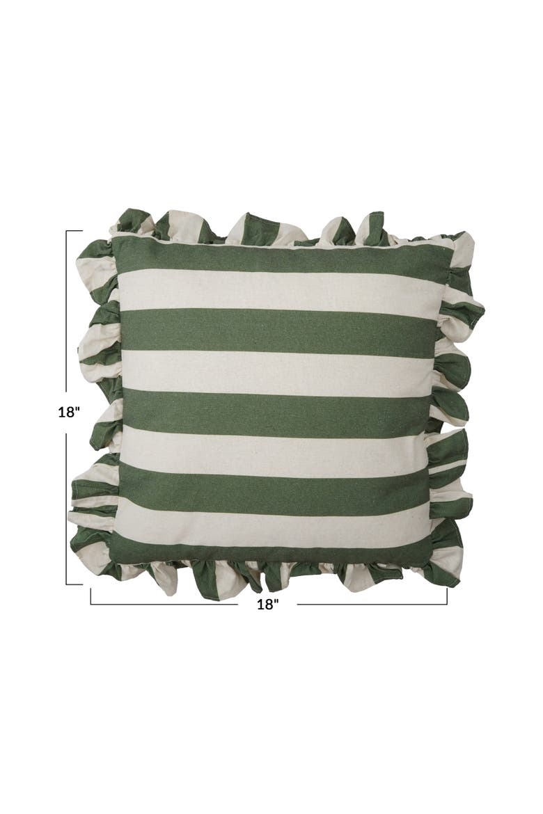 Artisan Striped Ruffle Pillow, Alternate, color, Green and White