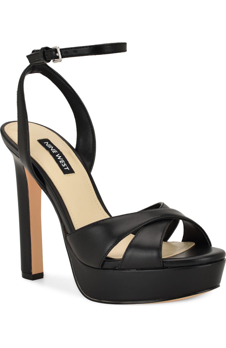 Nine West Wilda Ankle Strap Platform Sandal, Main, color, Black