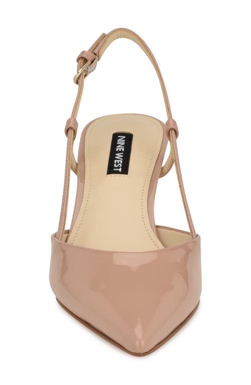 Nine West Rhonda Slingback Pointed Toe Kitten Heel Pump In Light Natural Patent