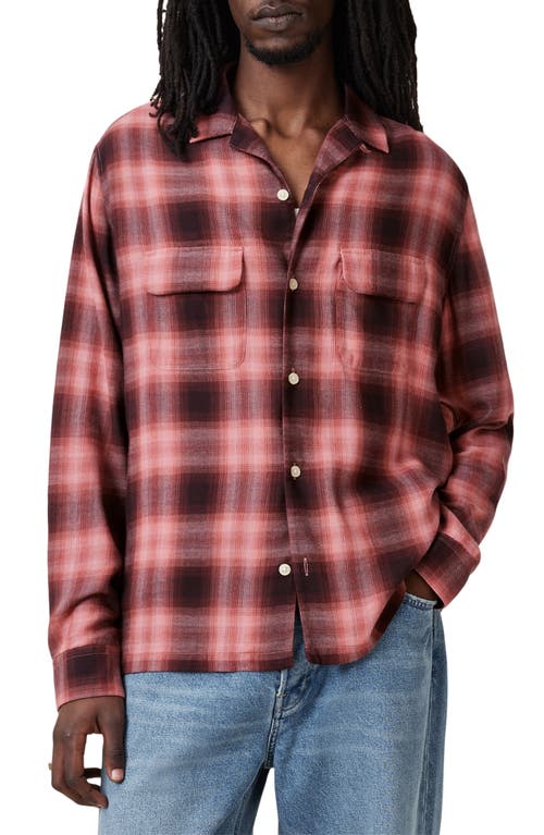 Allsaints Aalto Plaid Long Sleeve Button-up Shirt In Pink
