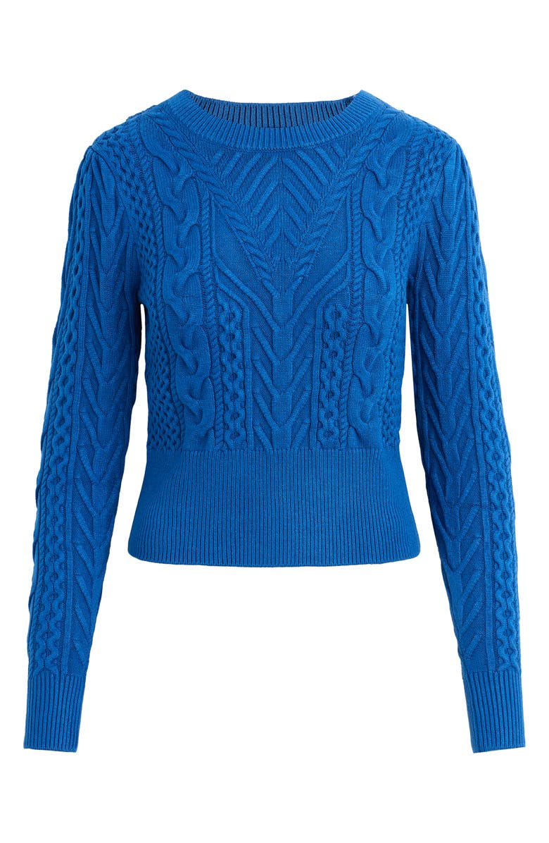 Favorite Daughter The Esther Cable Stitch Crop Sweater, Alternate, color, Sapphire