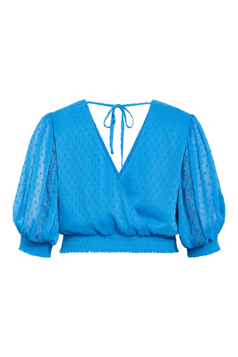 Dee Swiss Dot Tie Back Crop Top, Alternate, color, BLUE