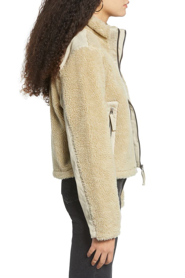 Contrast Panel Fleece Jacket, Alternate, color, STONE