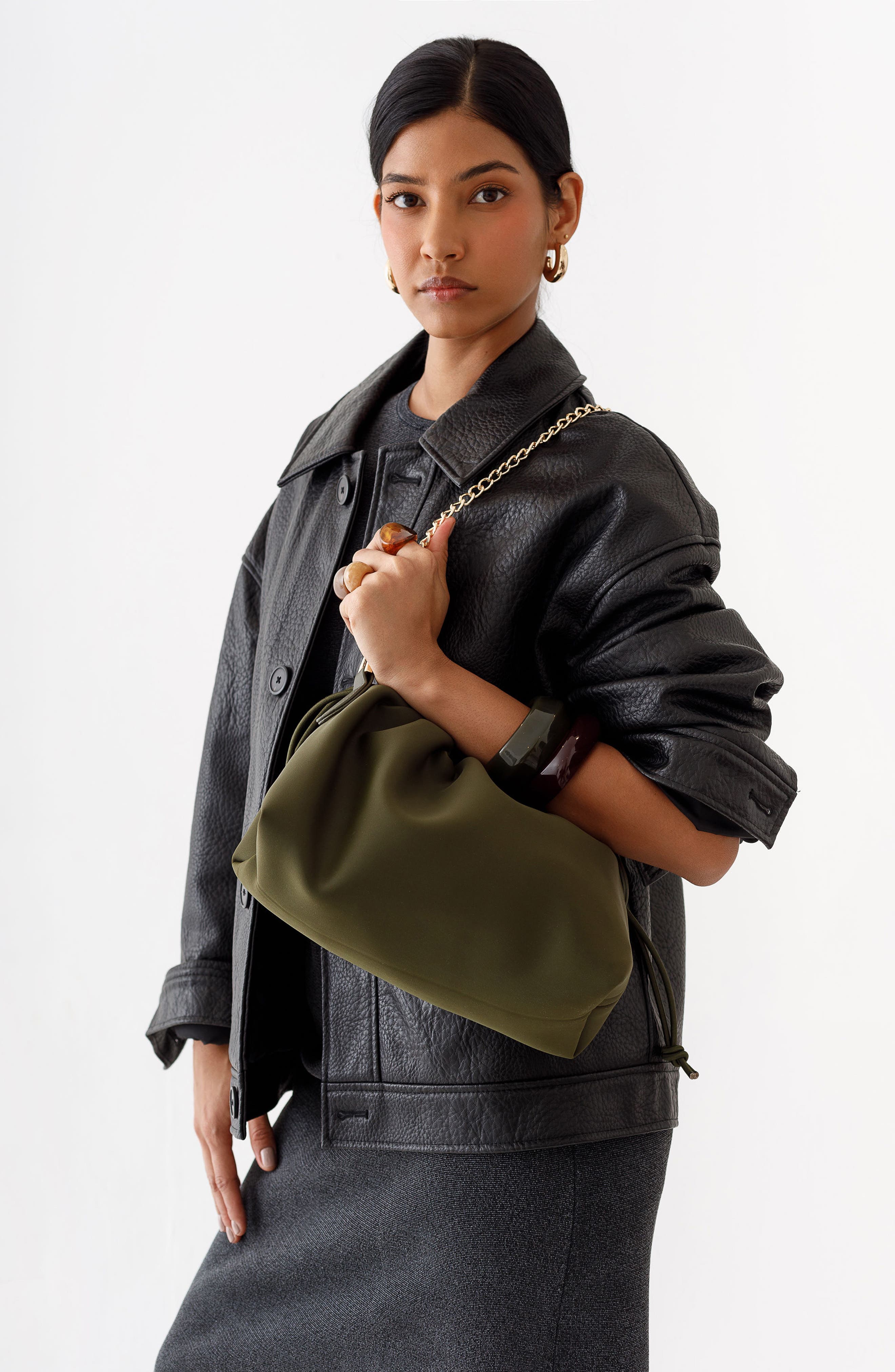 Puff Neoprene Clutch, Alternate, color, SAFARI GREEN