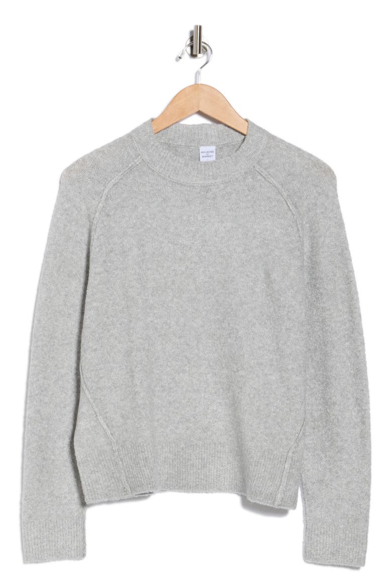 Raglan Crewneck Sweater, Alternate, color, GREY HEATHER