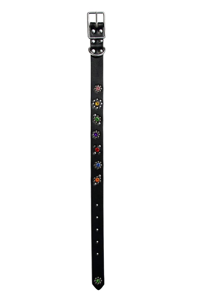 Black Flower Dog Collar, Alternate, color, Black