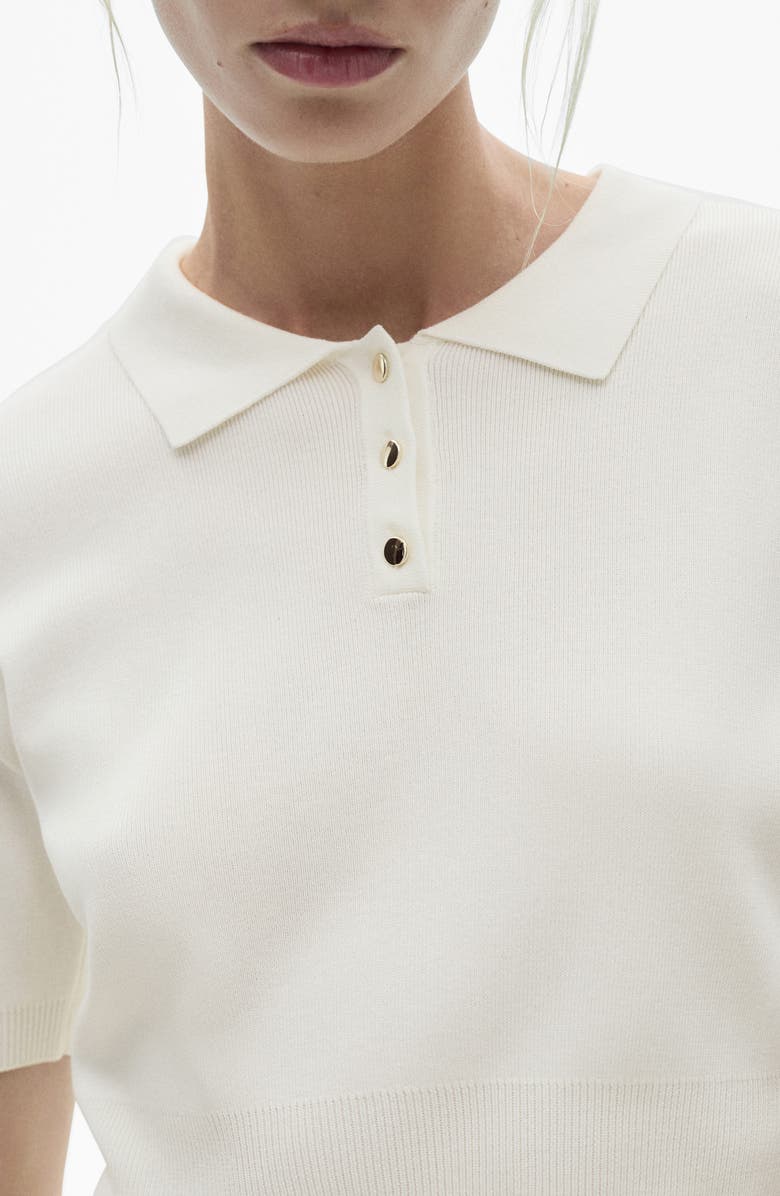 MANGO Rib Crop Polo Sweater, Alternate, color, 