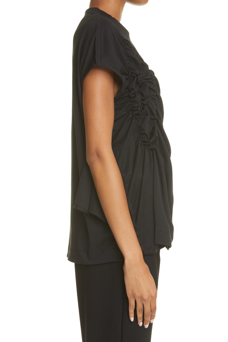 Ruched Cotton Tee, Alternate, color, BLACK