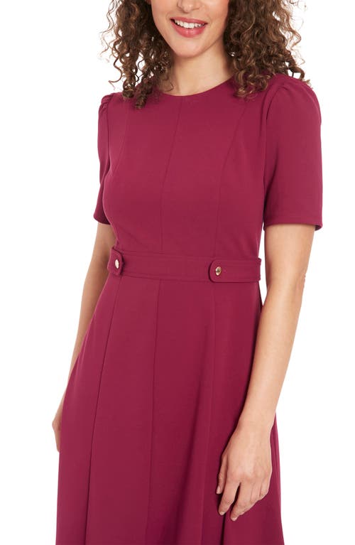 London Times Short Sleeve Fit & Flare Midi Dress In Pink