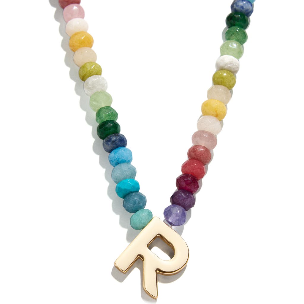 Baublebar Rainbow Beaded Initial Pendant Necklace In Rainbow Multi - R