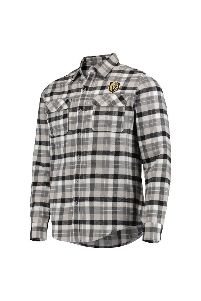 Men's Antigua Black/Gray Vegas Golden Knights Ease Plaid Button-Up Long Sleeve Shirt, Alternate, color, Black